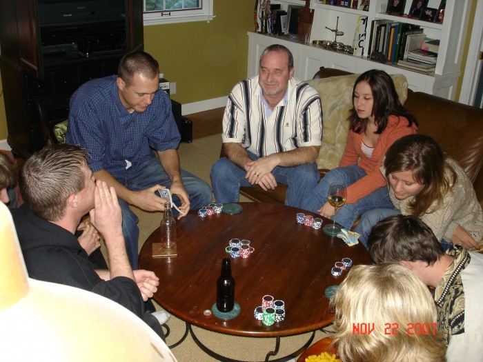 Poker in the family room while the cooks were at work.