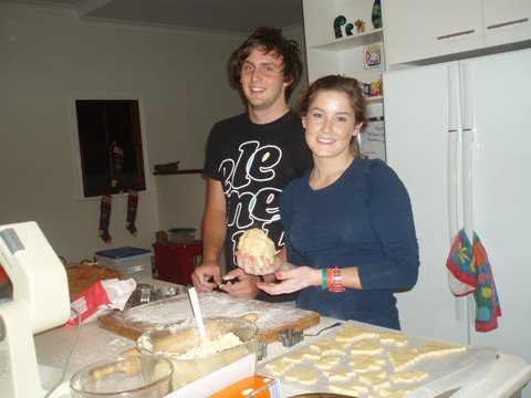 Katie got a lot of help from Rhys in making the cookies