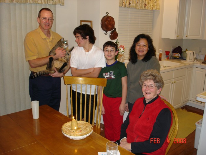 Before coming home we celebrated Mom's birthday with a strawberry-rhubarb pie.