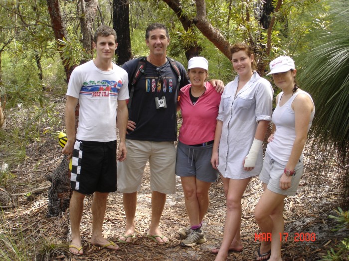 Russ, Margie, Katie, Emma and Emma's boyfriend, Tate.  Sarah will be with us Sunday.