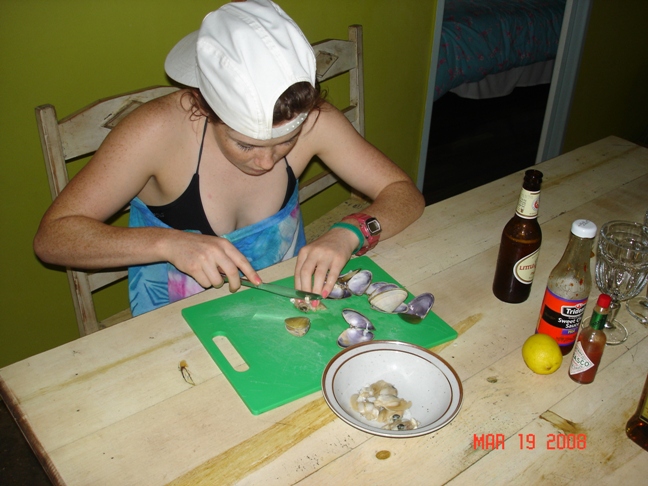 You boil the pipis until they pop open, then chop up the meat