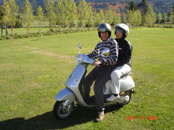 Brian had to give Judy a ride on his new scooter!