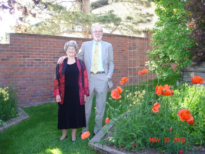 We put on our finest for a birthday!  The cage is for pole beans!