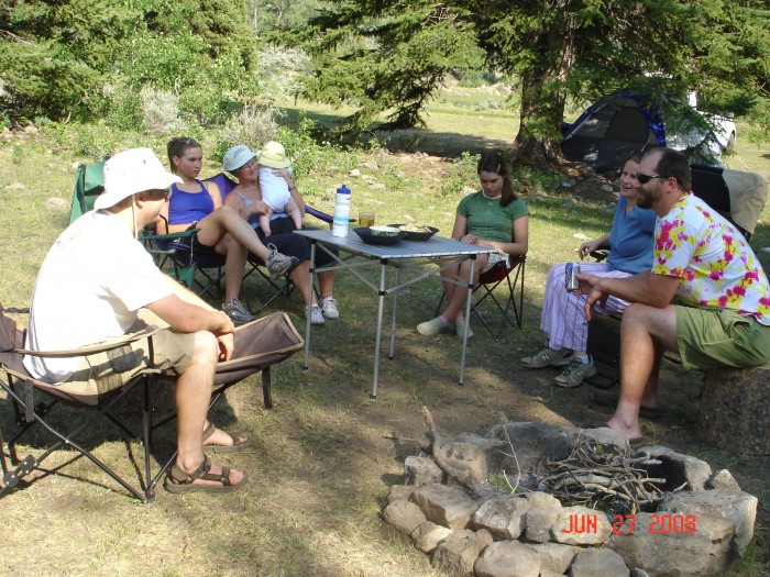 We built the traditional fir pit, and found lots of wood at a nearby USFS campground.