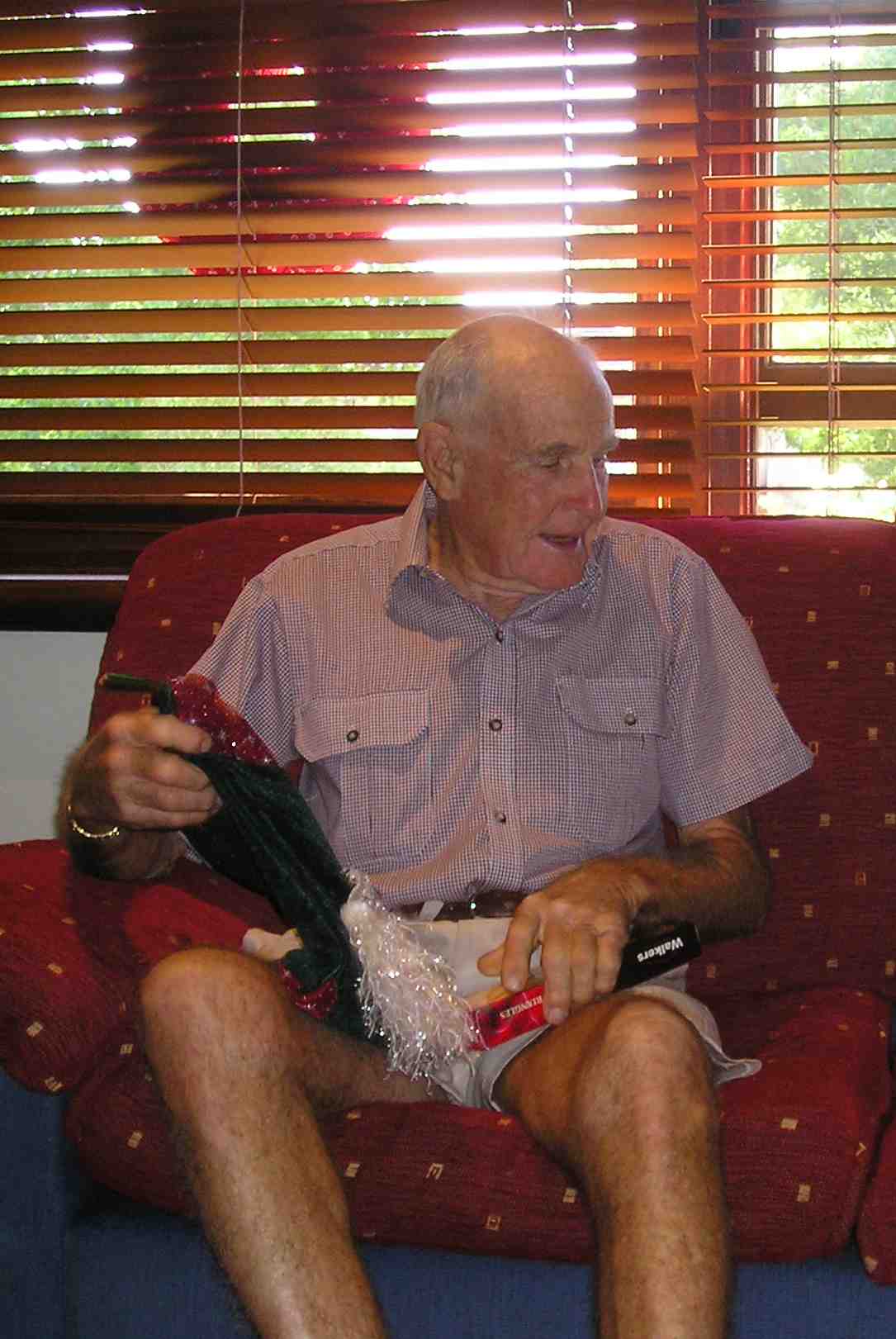 grandad bingerman geting his stocking