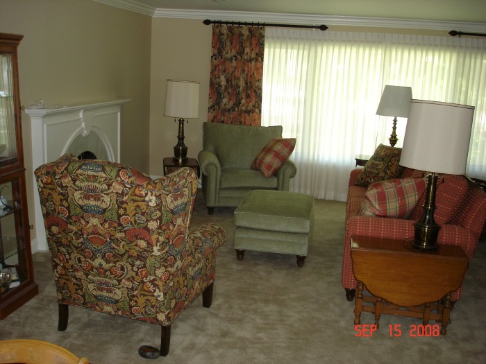 Our new living room furniture.  Dave pointed out it was colorful-not like us!