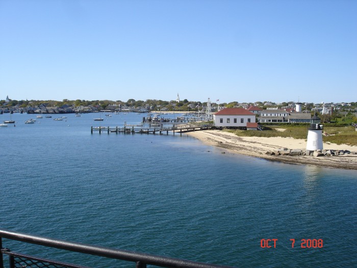 Nantucket from the harbor.  The island is very flat.