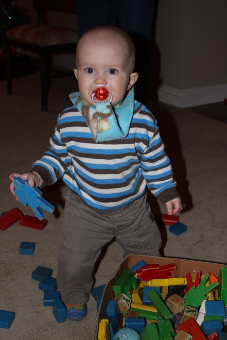 Steven had fun with the blocks.