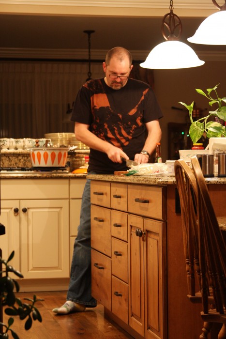 Dave in the new kitchen