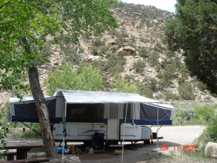 We camped down by the river since it was still cold weather.