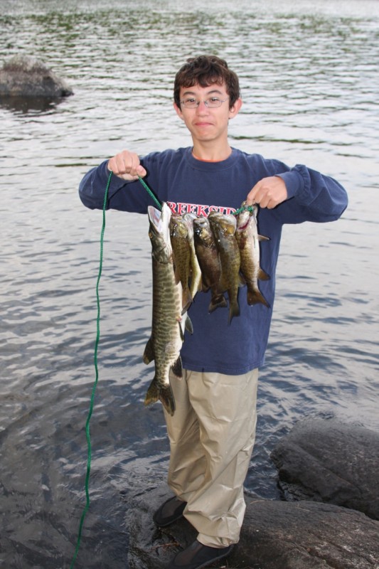 The fishing was great.  We were catching lots of small mouth bass.  Andy caught a big tiger musky.