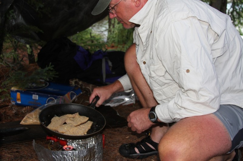 The fish filets we battered in ground up ritz crackers and crazy salt.  Yum.