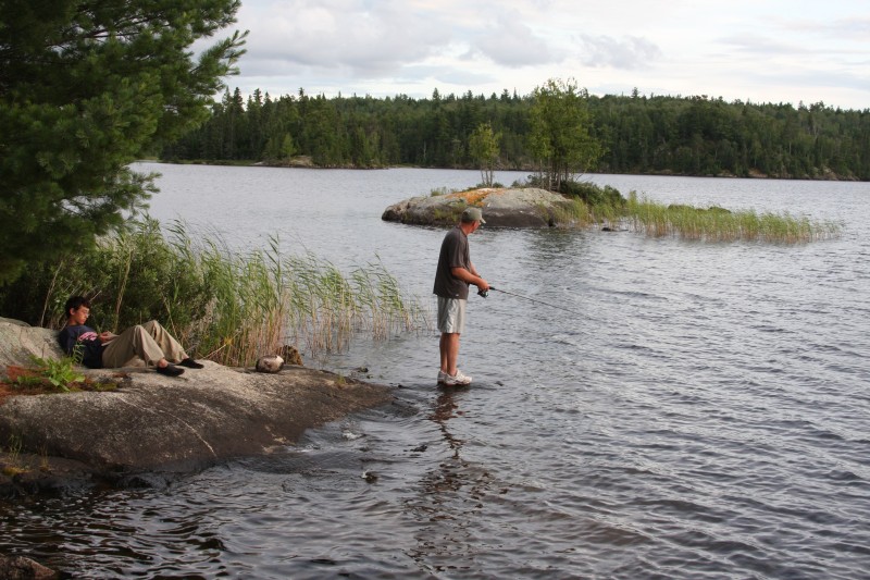 Our second camp on Mouse Island.  Jon caught a bunch of muskie off the little island in the background.