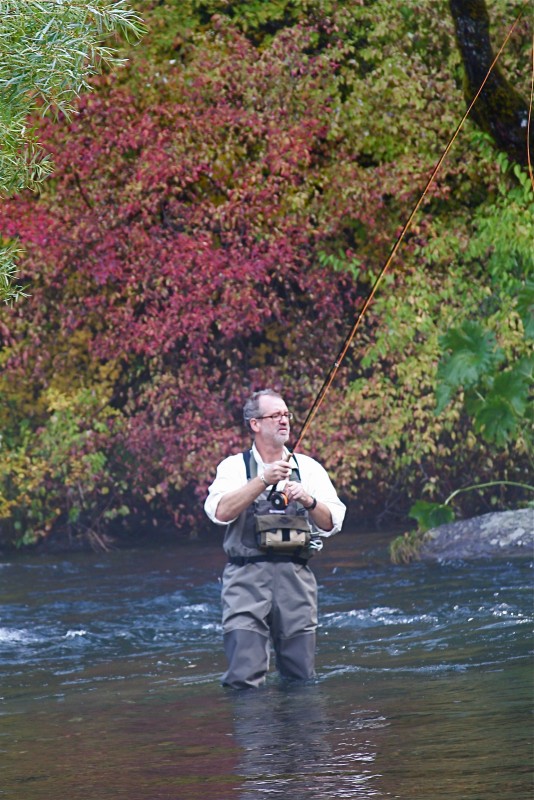 Chris checking his line.