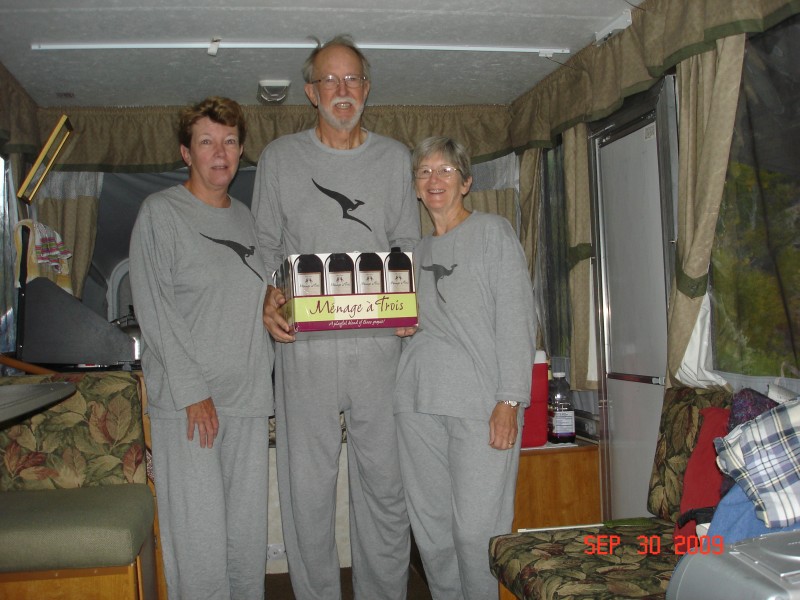 Slept snggly in our Qantas pj's.  We avoided qantam entanglement!  The wine was good!