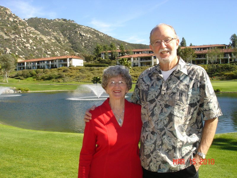 Here we are on our patio dressed for a dinner out!