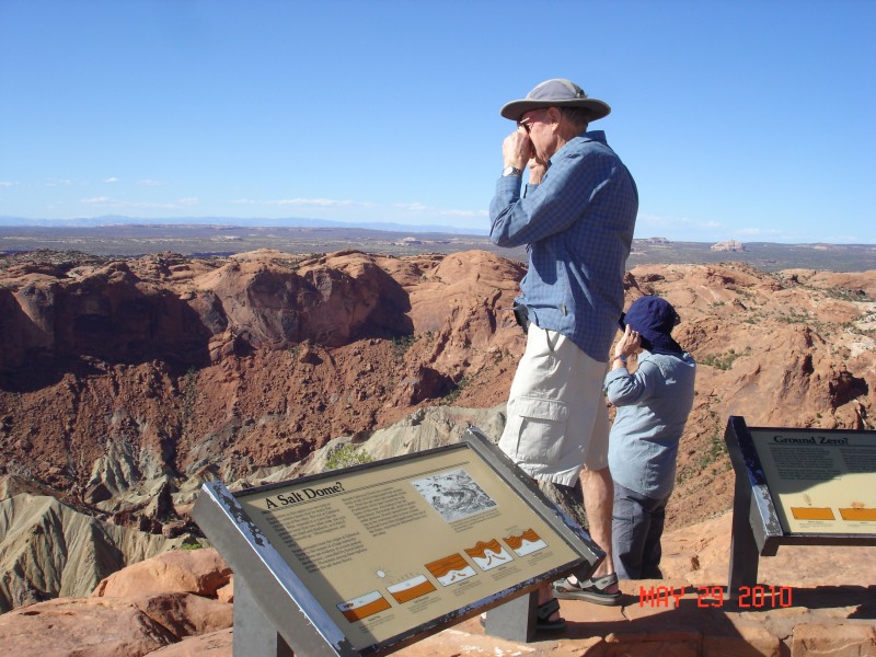 Overlooking the impact crater at Upheaval Dome