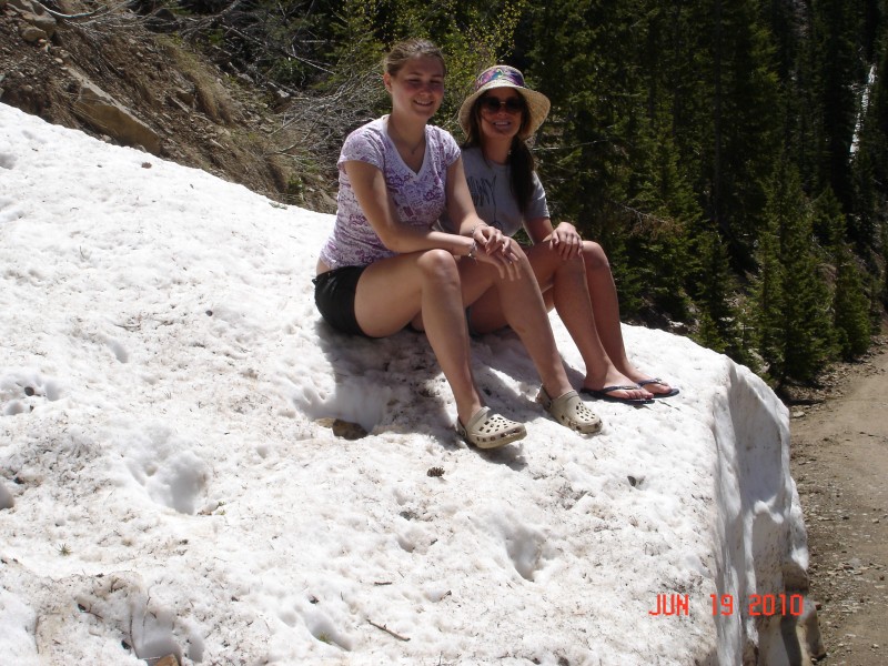 We drove up the Grandaddy Lakes road and found some snow for Katie.