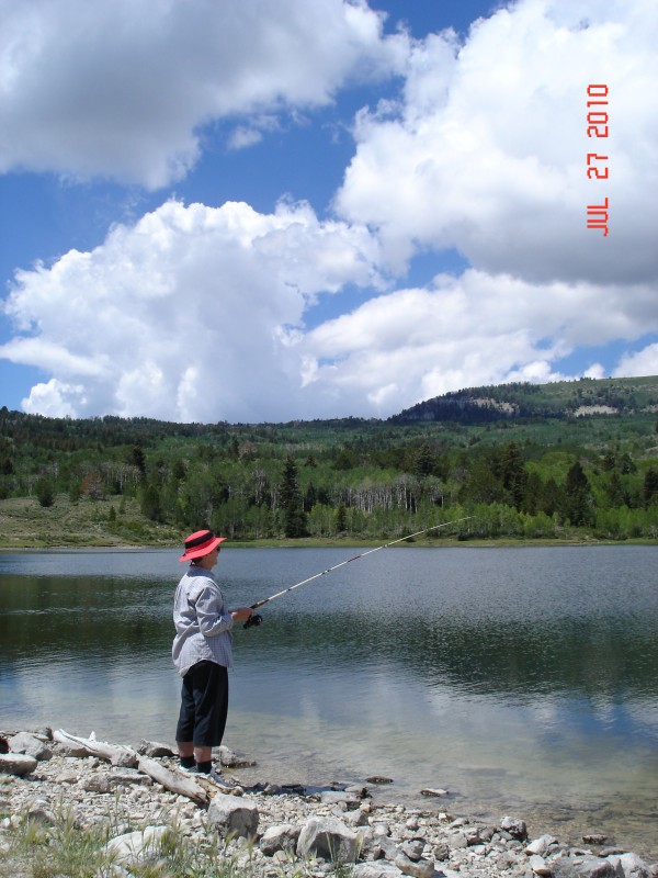 The fisherman at work at Wrigley Reservoir.