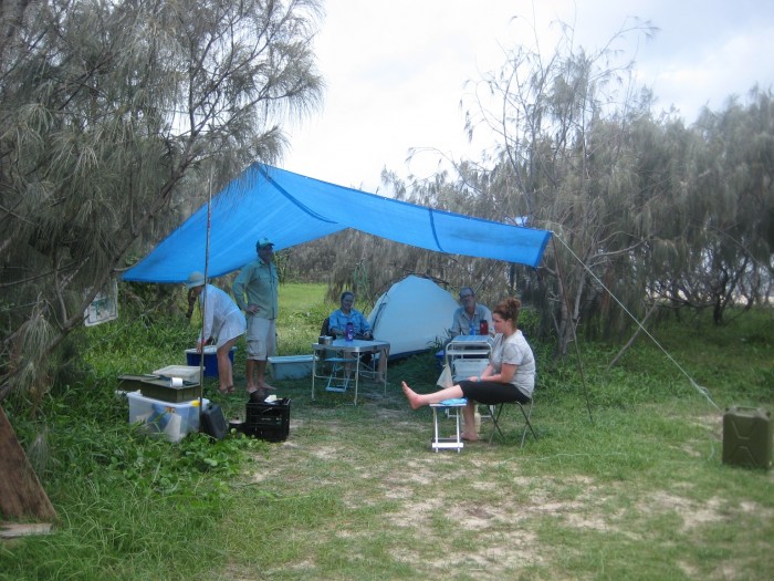 The next day we moved to a camp further up the island right on the beach. Weather was good everyday, but it did rain at night.