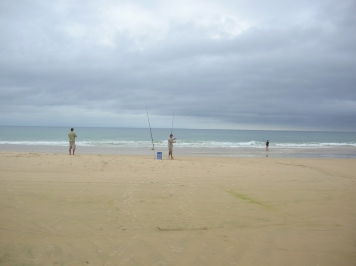 We got a few fish off the beach