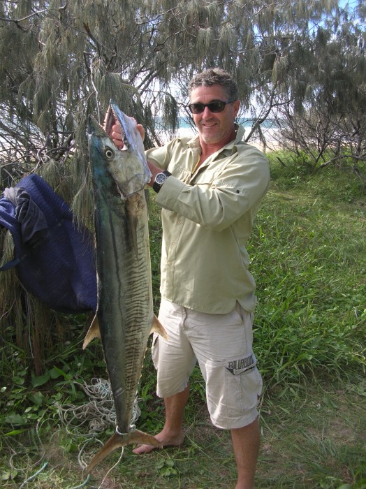 Got a couple of nice fish spearing off Indian Head, this was the best one, a spanish mackeral 157 cm - longer than Margie!