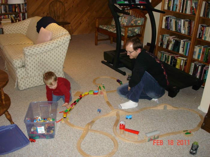 Mike liked the train set we borrowed from Jordan and Andy