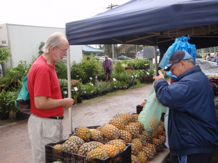 Newly developed low acid and high sugar pineapples are a definite favorite, sold without the tops, so you cant grow them yourself :(