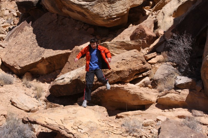 Jump again!  At camp near Goblin Valley.