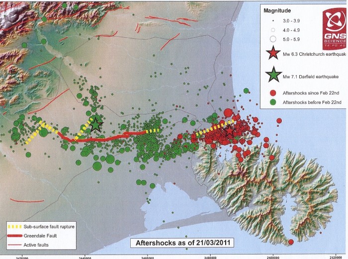 This shows pre- and post-February 22 quakes.  From the Geonet site at Christchurch Earthquakes.