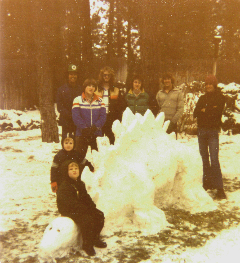 Frank reminded us that he spent Thanksgiving with us in 1978 and we bundled up to go out and make a snowman, but we made a stegasaurus instead!  I think one of the other guys is Ben Richards, but who is the other one?