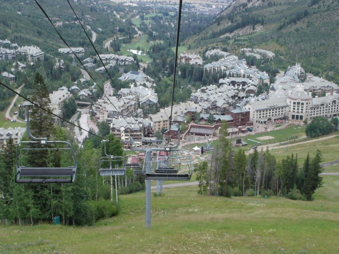 Avon in the distance, Beaver Creek Village at the bottom of the chair lift.