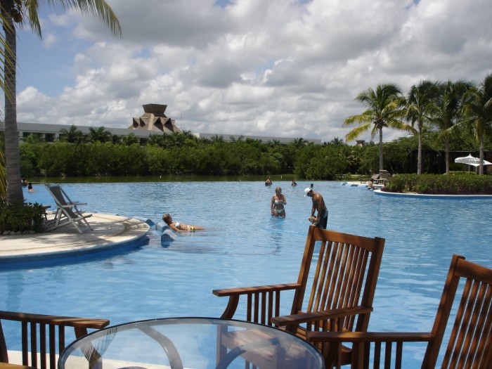 This is one of the larger pools.  Our condo is in the building in the right background.