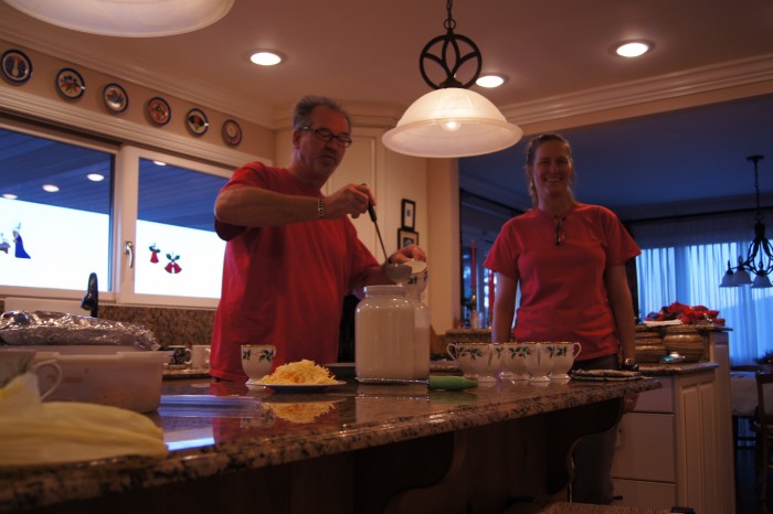 Chris and Ada pouring a few cups of nog  - Delicious!