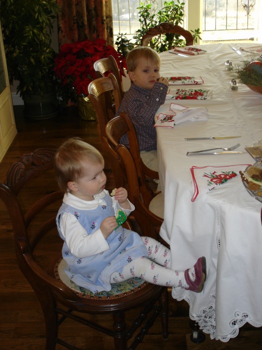 Christmas morning cookies for Steven and Amanda, egg nog for the older &quot;children&quot;!