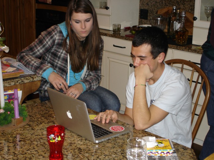 Michaela and Jordan, taking a break from their cell phones.