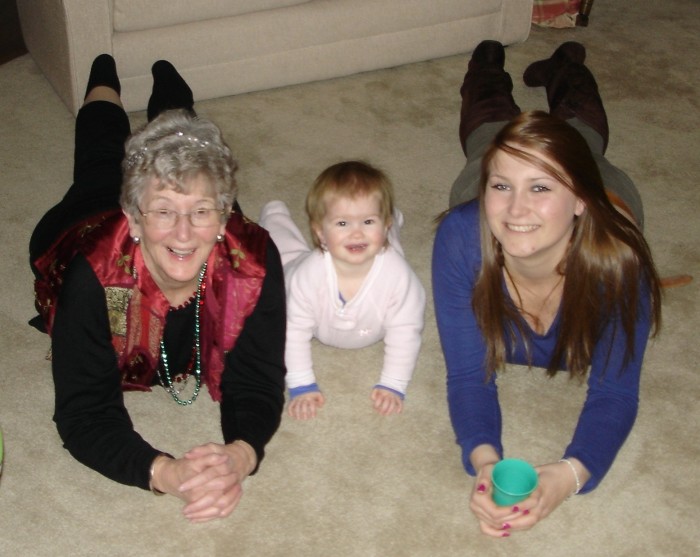 The girls playing!  Notice the Mardi Gras beads.