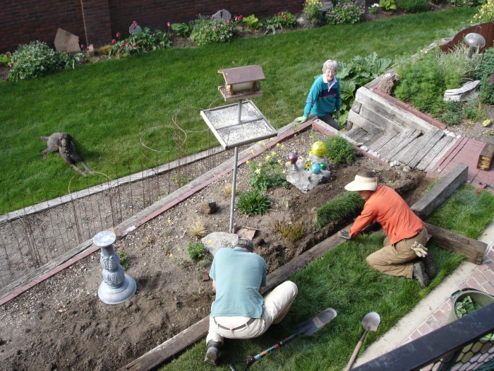 We had new ties put in the front so C &amp; A put the old ones along the edges of the upper garden in the back yard.