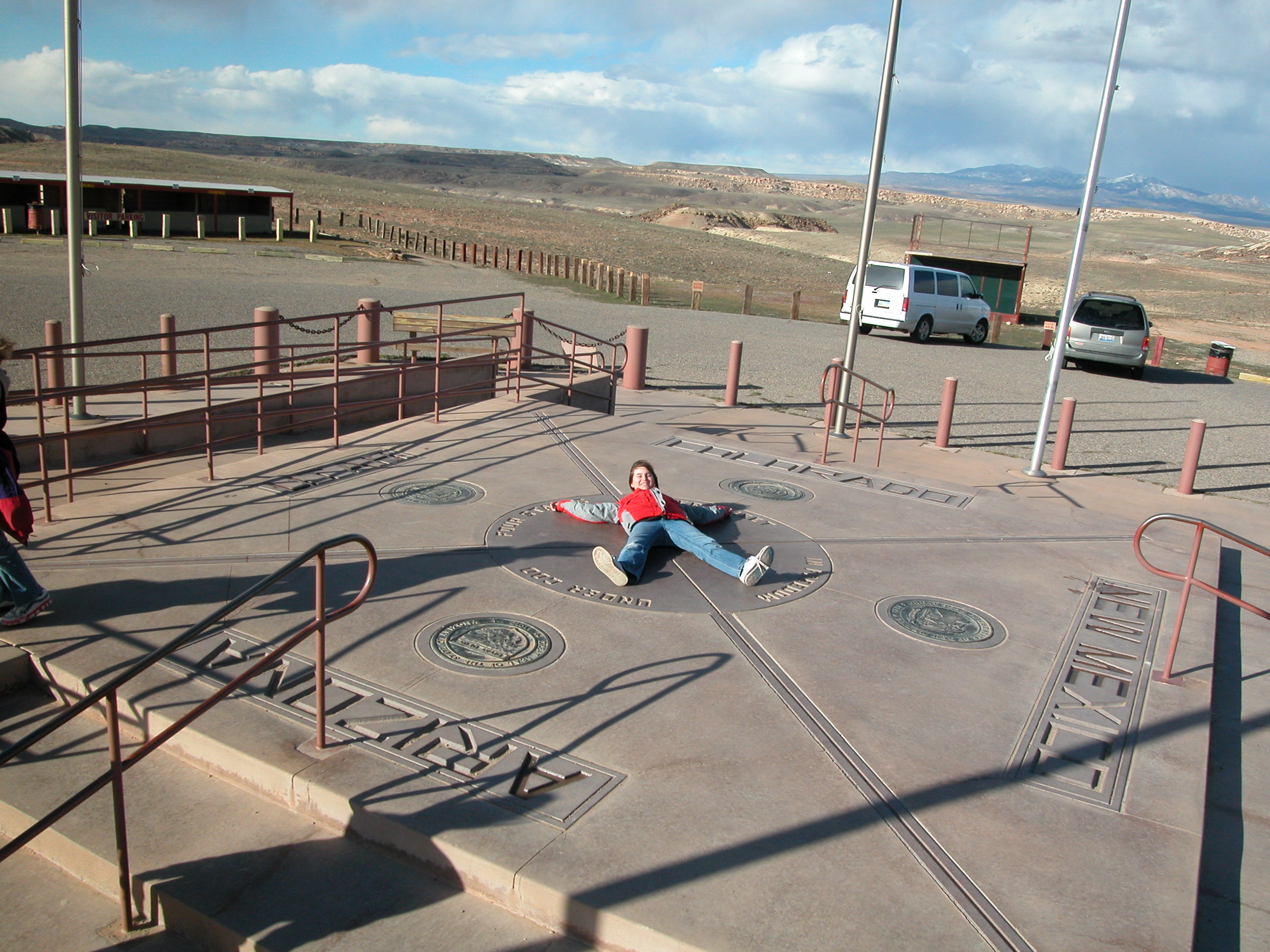 Mc at the four corners monument.  It was freakin' cold and windy!