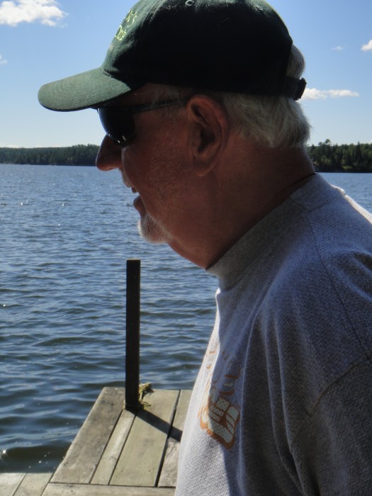 Thanks again to Dave and Pat for allowing us the use of their paddle and motor boats and for showing us a great time again this year. Dave, this is a picture of you that I snapped as we watched Jason retrieve his lure from the rock pile near your dock.