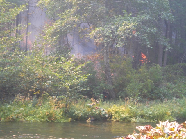 fire across from the cabins