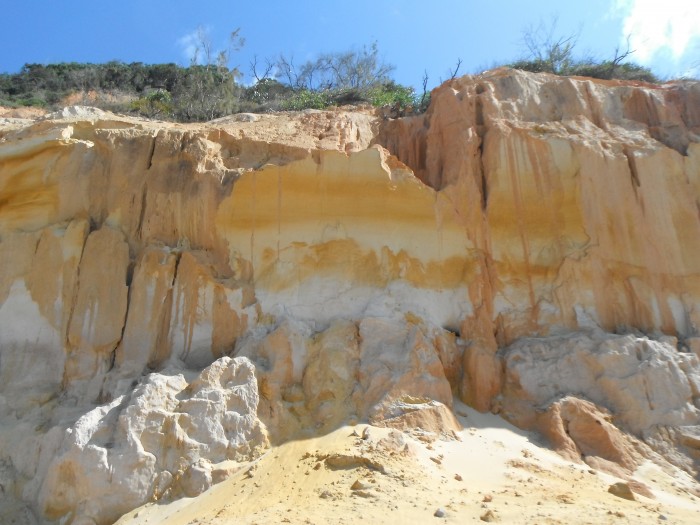 the coloured sand cliffs at Rainbow Beach