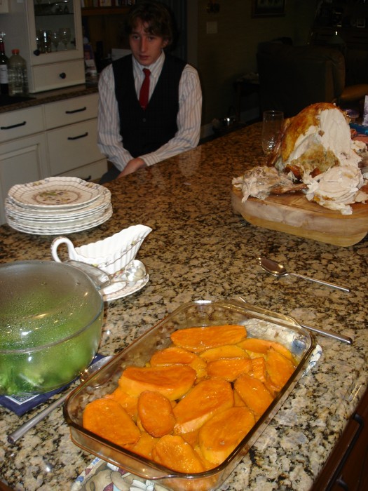 Hunter and the sweet potatoes.