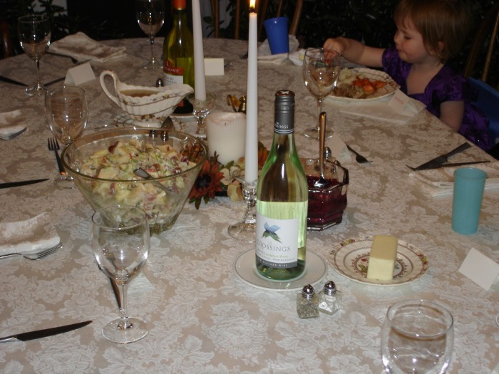 Waldorf salad and NZ wine!  Amanda couldn't wait to dig in!