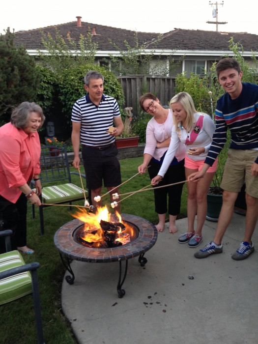 Teaching the Brits about S'mores.