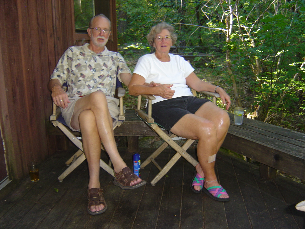 Afternoon drinks on the back deck of the guest cabin