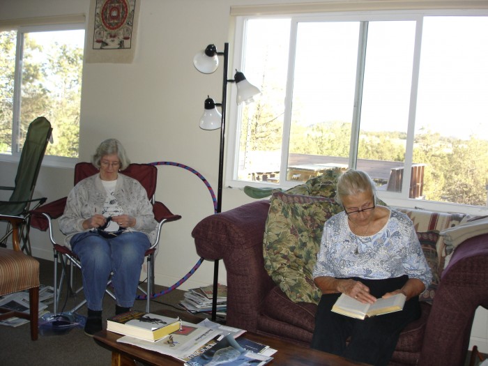 Judy and Margaret busy in the house.