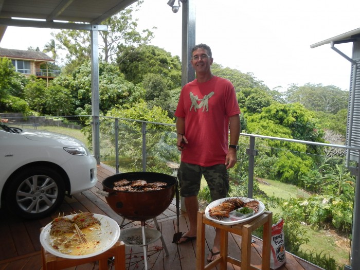 Cooked in Helen and Scott's new carport