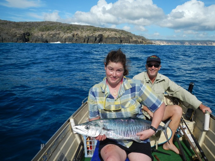 Em got this nice Spanish at Double Island Point, 12lbs no head guts or tail (only way to fit it in the eskie)