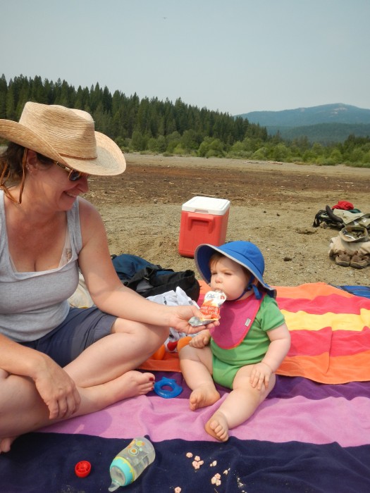 Picnic at the lake. Water was low but warm, Winston had his mind on more important matters!